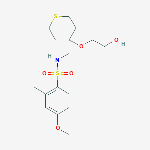 molecular formula C16H25NO5S2 B2412851 N-((4-(2-羟乙氧基)四氢-2H-噻吩-4-基)甲基)-4-甲氧基-2-甲基苯磺酰胺 CAS No. 2319782-81-3