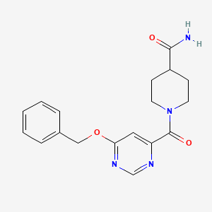molecular formula C18H20N4O3 B2412854 1-(6-(Benzyloxy)pyrimidine-4-carbonyl)piperidine-4-carboxamide CAS No. 2034580-92-0