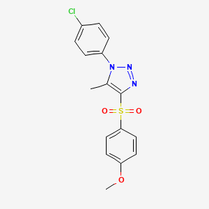 molecular formula C16H14ClN3O3S B2412857 1-(4-chlorophenyl)-4-((4-methoxyphenyl)sulfonyl)-5-methyl-1H-1,2,3-triazole CAS No. 931967-35-0