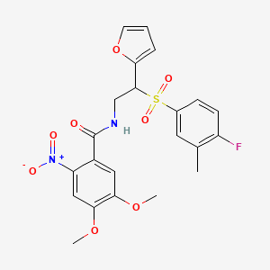 N-(2-((4-fluoro-3-methylphenyl)sulfonyl)-2-(furan-2-yl)ethyl)-4,5-dimethoxy-2-nitrobenzamide