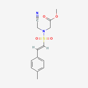 molecular formula C14H16N2O4S B2412880 methyl 2-[cyanomethyl-[(E)-2-(4-methylphenyl)ethenyl]sulfonylamino]acetate CAS No. 1356783-17-9