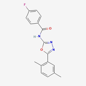 molecular formula C17H14FN3O2 B2412882 N-[5-(2,5-dimethylphenyl)-1,3,4-oxadiazol-2-yl]-4-fluorobenzamide CAS No. 891117-27-4