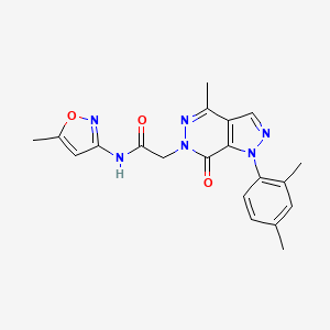 molecular formula C20H20N6O3 B2412900 2-(1-(2,4-二甲基苯基)-4-甲基-7-氧代-1H-吡唑并[3,4-d]嘧啶-6(7H)-基)-N-(5-甲基异恶唑-3-基)乙酰胺 CAS No. 946379-08-4