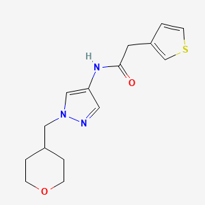 molecular formula C15H19N3O2S B2412907 N-(1-((tetrahydro-2H-pyran-4-yl)methyl)-1H-pyrazol-4-yl)-2-(thiophen-3-yl)acetamide CAS No. 1706275-17-3