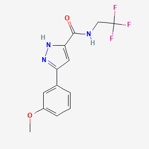 molecular formula C13H12F3N3O2 B2412909 5-(3-methoxyphenyl)-N-(2,2,2-trifluoroethyl)-1H-pyrazole-3-carboxamide CAS No. 1240314-89-9