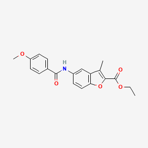 molecular formula C20H19NO5 B2412912 Ethyl 5-(4-methoxybenzamido)-3-methylbenzofuran-2-carboxylate CAS No. 923106-99-4