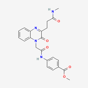 molecular formula C22H22N4O5 B2412919 methyl 4-(2-(3-(3-(methylamino)-3-oxopropyl)-2-oxoquinoxalin-1(2H)-yl)acetamido)benzoate CAS No. 1251671-23-4