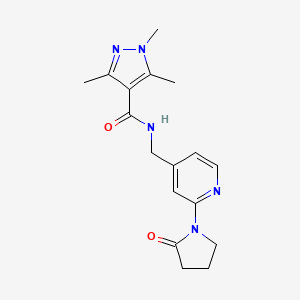 1,3,5-trimethyl-N-((2-(2-oxopyrrolidin-1-yl)pyridin-4-yl)methyl)-1H-pyrazole-4-carboxamide