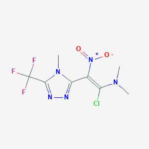 molecular formula C8H9ClF3N5O2 B2412928 (E)-1-chloro-N,N-dimethyl-2-[4-methyl-5-(trifluoromethyl)-1,2,4-triazol-3-yl]-2-nitroethenamine CAS No. 338394-22-2