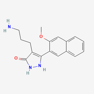molecular formula C17H19N3O2 B2412935 4-(3-Aminopropyl)-5-(3-methoxynaphthalen-2-yl)-1H-pyrazol-3(2H)-one CAS No. 881040-86-4