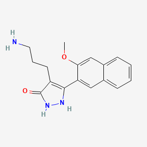 molecular formula C17H19N3O2 B2412935 4-(3-aminopropyl)-5-(3-methoxy-2-naphthyl)-1,2-dihydro-3H-pyrazol-3-one CAS No. 881040-86-4