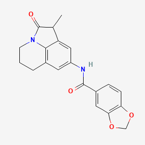 molecular formula C20H18N2O4 B2412937 N-(1-methyl-2-oxo-2,4,5,6-tetrahydro-1H-pyrrolo[3,2,1-ij]quinolin-8-yl)benzo[d][1,3]dioxole-5-carboxamide CAS No. 898454-51-8