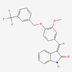 molecular formula C24H18F3NO3 B2412938 (3E)-3-[[3-methoxy-4-[[3-(trifluoromethyl)phenyl]methoxy]phenyl]methylidene]-1H-indol-2-one CAS No. 455309-09-8