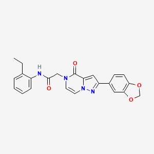 molecular formula C23H20N4O4 B2412939 2-[2-(1,3-benzodioxol-5-yl)-4-oxopyrazolo[1,5-a]pyrazin-5(4H)-yl]-N-(2-ethylphenyl)acetamide CAS No. 1223979-40-5