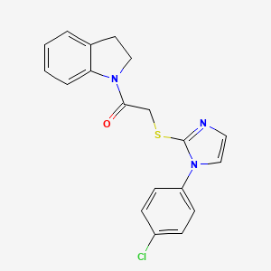 molecular formula C19H16ClN3OS B2412946 1-({[1-(4-chlorophenyl)-1H-imidazol-2-yl]thio}acetyl)indoline CAS No. 851079-22-6