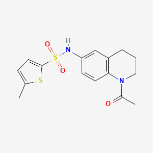molecular formula C16H18N2O3S2 B2412974 N-(1-acetyl-1,2,3,4-tetrahydroquinolin-6-yl)-5-methylthiophene-2-sulfonamide CAS No. 941915-89-5