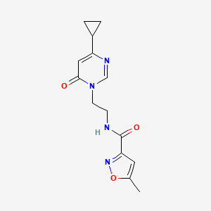 molecular formula C14H16N4O3 B2413037 N-(2-(4-cyclopropyl-6-oxopyrimidin-1(6H)-yl)ethyl)-5-methylisoxazole-3-carboxamide CAS No. 2034358-26-2