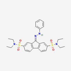 molecular formula C27H32N4O4S2 B2413058 N2,N2,N7,N7-tetraethyl-9-(2-phenylhydrazin-1-ylidene)-9H-fluorene-2,7-disulfonamide CAS No. 324773-84-4