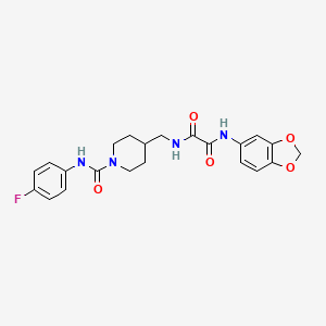 molecular formula C22H23FN4O5 B2413081 N1-(benzo[d][1,3]dioxol-5-yl)-N2-((1-((4-fluorophenyl)carbamoyl)piperidin-4-yl)methyl)oxalamide CAS No. 1235027-25-4