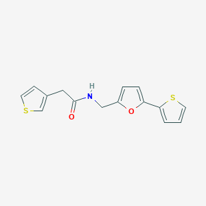 molecular formula C15H13NO2S2 B2413086 N-((5-(thiophen-2-yl)furan-2-yl)methyl)-2-(thiophen-3-yl)acetamide CAS No. 2034435-52-2