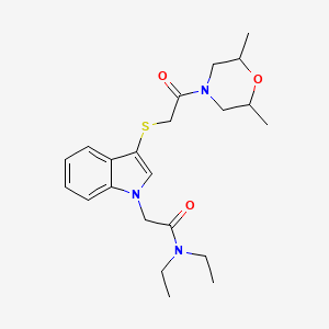2-(3-((2-(2,6-dimethylmorpholino)-2-oxoethyl)thio)-1H-indol-1-yl)-N,N-diethylacetamide