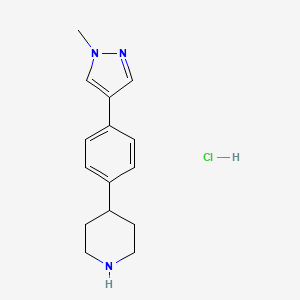 molecular formula C15H20ClN3 B2413115 4-(4-(1-Methyl-1H-pyrazol-4-yl)phenyl)piperidine hydrochloride CAS No. 2007909-10-4