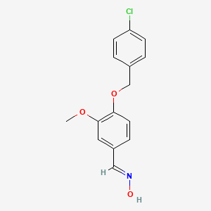 molecular formula C15H14ClNO3 B2413136 N-({4-[(4-chlorophenyl)methoxy]-3-methoxyphenyl}methylidene)hydroxylamine CAS No. 340223-70-3