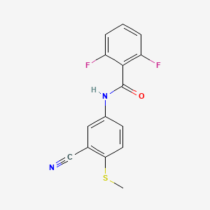 molecular formula C15H10F2N2OS B2413159 N-(3-Cyano-4-(methylsulfanyl)phenyl)-2,6-difluorobenzenecarboxamide CAS No. 320421-29-2