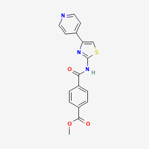 molecular formula C17H13N3O3S B2413188 Methyl 4-((4-(pyridin-4-yl)thiazol-2-yl)carbamoyl)benzoate CAS No. 361481-91-6