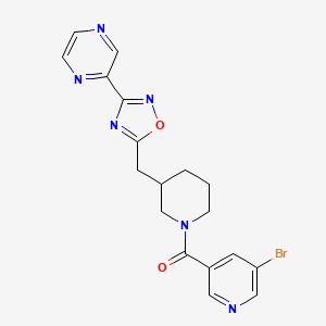 (5-Bromopyridin-3-yl)(3-((3-(pyrazin-2-yl)-1,2,4-oxadiazol-5-yl)methyl)piperidin-1-yl)methanone