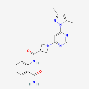 N-(2-carbamoylphenyl)-1-(6-(3,5-dimethyl-1H-pyrazol-1-yl)pyrimidin-4-yl)azetidine-3-carboxamide