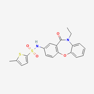 molecular formula C20H18N2O4S2 B2413254 N-(10-ethyl-11-oxo-10,11-dihydrodibenzo[b,f][1,4]oxazepin-2-yl)-5-methylthiophene-2-sulfonamide CAS No. 922062-27-9