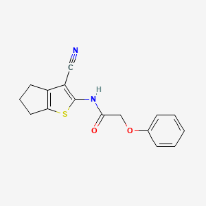 molecular formula C16H14N2O2S B2413353 N-(3-cyano-5,6-dihydro-4H-cyclopenta[b]thiophen-2-yl)-2-phenoxyacetamide CAS No. 313469-66-8