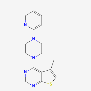 molecular formula C17H19N5S B2413357 5,6-Dimethyl-4-(4-(pyridin-2-yl)piperazin-1-yl)thieno[2,3-d]pyrimidine CAS No. 379243-82-0