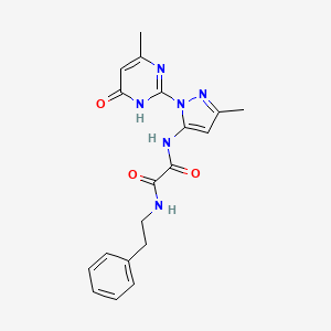 molecular formula C19H20N6O3 B2413377 N1-(3-methyl-1-(4-methyl-6-oxo-1,6-dihydropyrimidin-2-yl)-1H-pyrazol-5-yl)-N2-phenethyloxalamide CAS No. 1013891-03-6