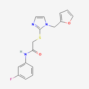 molecular formula C16H14FN3O2S B2413395 N-(3-fluorophenyl)-2-({1-[(furan-2-yl)methyl]-1H-imidazol-2-yl}sulfanyl)acetamide CAS No. 893385-14-3
