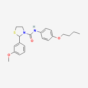 molecular formula C21H26N2O3S B2413423 N-(4-butoxyphenyl)-2-(3-methoxyphenyl)-1,3-thiazolidine-3-carboxamide CAS No. 2034484-89-2