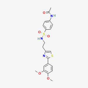 molecular formula C21H23N3O5S2 B2413473 N-(4-(N-(2-(2-(3,4-dimethoxyphenyl)thiazol-4-yl)ethyl)sulfamoyl)phenyl)acetamide CAS No. 863512-27-0