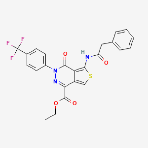 molecular formula C24H18F3N3O4S B2413516 ethyl 4-oxo-5-(2-phenylacetamido)-3-[4-(trifluoromethyl)phenyl]-3H,4H-thieno[3,4-d]pyridazine-1-carboxylate CAS No. 851951-39-8
