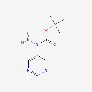 molecular formula C9H14N4O2 B2413518 tert-butyl 1-(pyrimidin-5-yl)hydrazine-1-carboxylate CAS No. 1956377-17-5