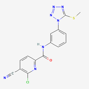 molecular formula C15H10ClN7OS B2413554 6-chloro-5-cyano-N-{3-[5-(methylsulfanyl)-1H-1,2,3,4-tetrazol-1-yl]phenyl}pyridine-2-carboxamide CAS No. 2094888-86-3