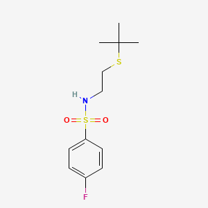molecular formula C12H18FNO2S2 B2413594 N-[2-(tert-butylsulfanyl)ethyl]-4-fluorobenzenesulfonamide CAS No. 432017-39-5