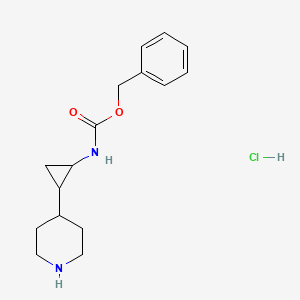 molecular formula C16H23ClN2O2 B2413606 benzyl N-[2-(piperidin-4-yl)cyclopropyl]carbamate hydrochloride CAS No. 1803605-34-6