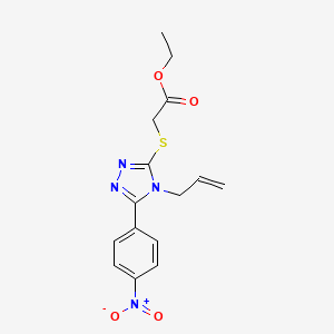 molecular formula C15H16N4O4S B2413632 ethyl {[4-allyl-5-(4-nitrophenyl)-4H-1,2,4-triazol-3-yl]thio}acetate CAS No. 324057-24-1