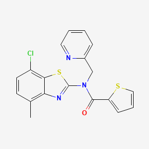 B2413645 N-(7-chloro-4-methylbenzo[d]thiazol-2-yl)-N-(pyridin-2-ylmethyl)thiophene-2-carboxamide CAS No. 941878-65-5