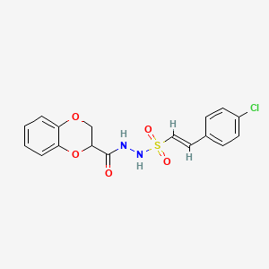 N'-[(E)-2-(4-chlorophenyl)ethenyl]sulfonyl-2,3-dihydro-1,4-benzodioxine-3-carbohydrazide