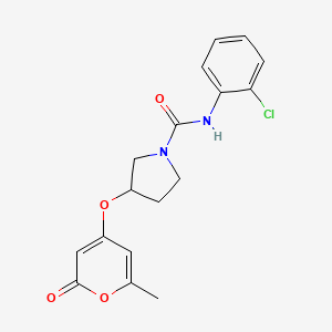 molecular formula C17H17ClN2O4 B2413709 N-(2-chlorophenyl)-3-((6-methyl-2-oxo-2H-pyran-4-yl)oxy)pyrrolidine-1-carboxamide CAS No. 1705249-70-2