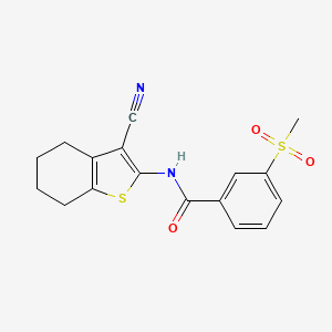 molecular formula C17H16N2O3S2 B2413712 N-(3-cyano-4,5,6,7-tetrahydro-1-benzothiophen-2-yl)-3-methylsulfonylbenzamide CAS No. 896288-82-7