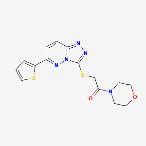 molecular formula C15H15N5O2S2 B2413728 1-(morpholin-4-yl)-2-{[6-(thiophen-2-yl)-[1,2,4]triazolo[4,3-b]pyridazin-3-yl]sulfanyl}ethan-1-one CAS No. 894050-66-9
