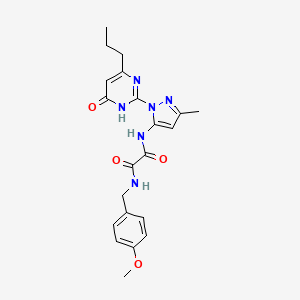 molecular formula C21H24N6O4 B2413740 N1-(4-methoxybenzyl)-N2-(3-methyl-1-(6-oxo-4-propyl-1,6-dihydropyrimidin-2-yl)-1H-pyrazol-5-yl)oxalamide CAS No. 1014006-13-3